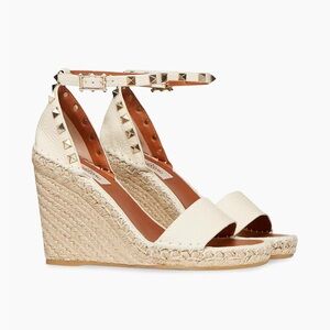 Valentino Rockstud Espadrille Wedge Sandals